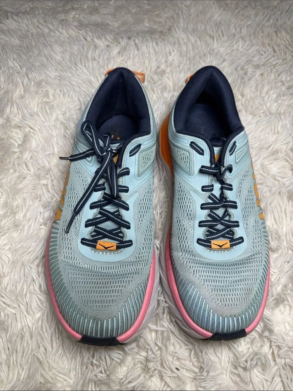 Hoka One One Women's Light Blue with Orange & Pink Running Shoes